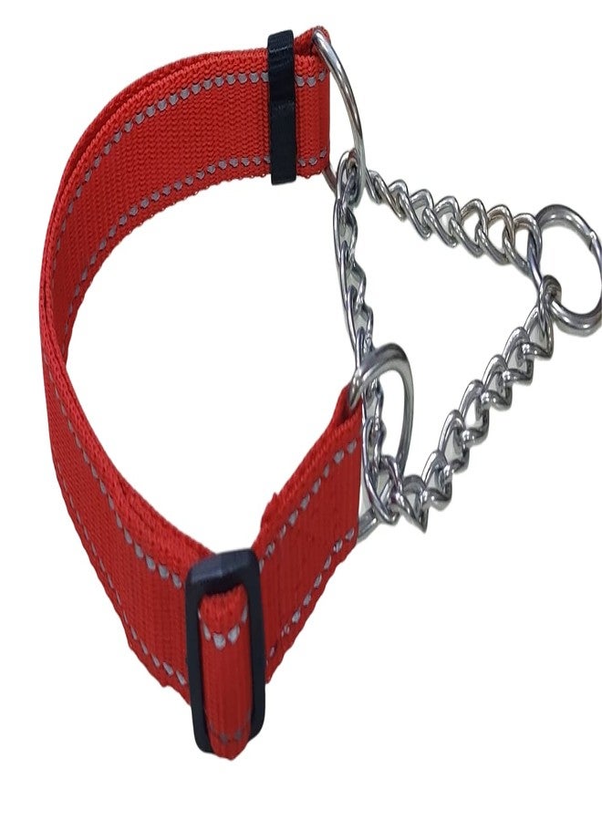 Petlicious & More® (Size - Small, Thickness - 0.75" Inch) Martingale Collar Reflective Choke Collar & Handle Chain No. 10 for Small Dogs (Adjustable 14-20" Inch Neck Size, Color Red) - Image 2